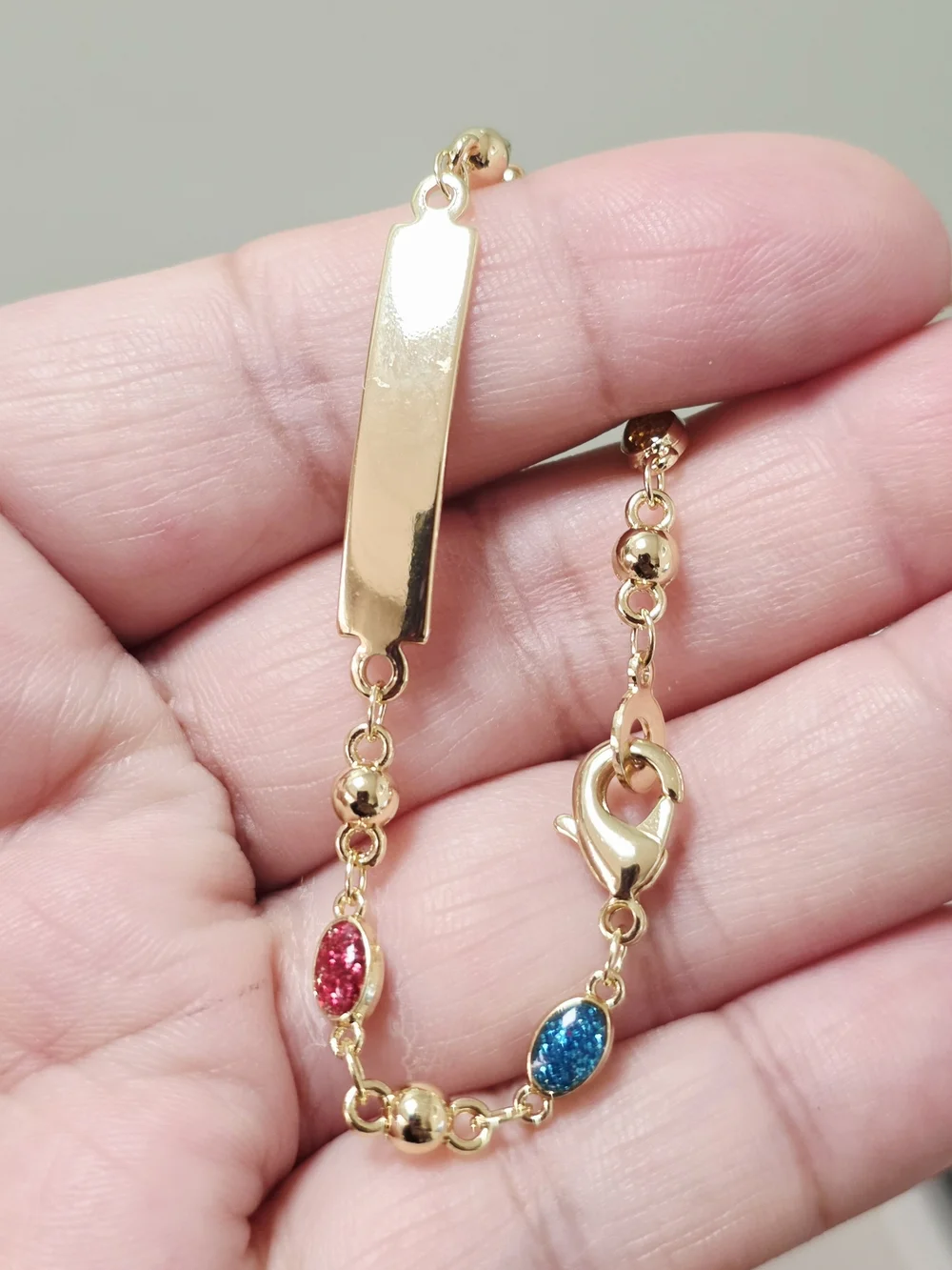 14k Gold Plated Multi-Color ID Bracelet for Baby